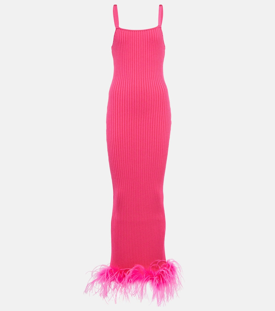 Giuseppe di Morabito Rib-knit feather-trimmed dress. Giuseppe di Morabito 罗纹针织羽毛边饰连衣裙