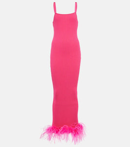 Giuseppe di Morabito Rib-knit feather-trimmed dress