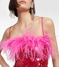 Giuseppe di Morabito Sequined feather-trimmed gown