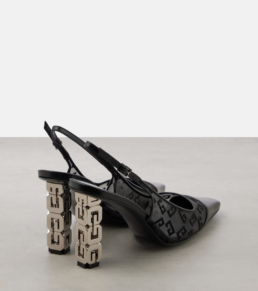 Givenchy G Cube leather-trimmed mesh slingback pumps