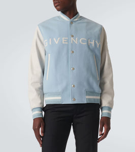 Givenchy Logo wool-blend and leather varsity jacket