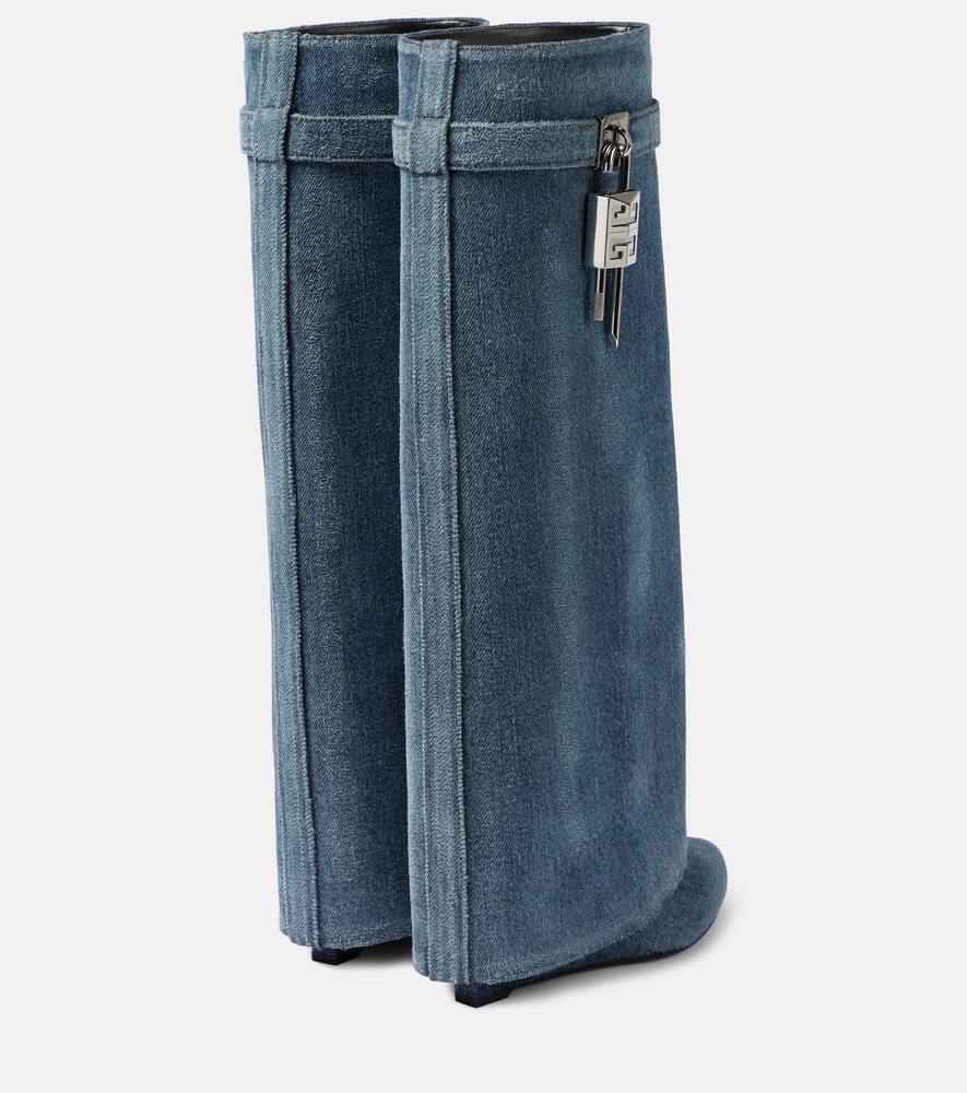 Givenchy Shark Lock 90 denim knee-high boots