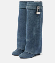 Givenchy Shark Lock 90 denim knee-high boots