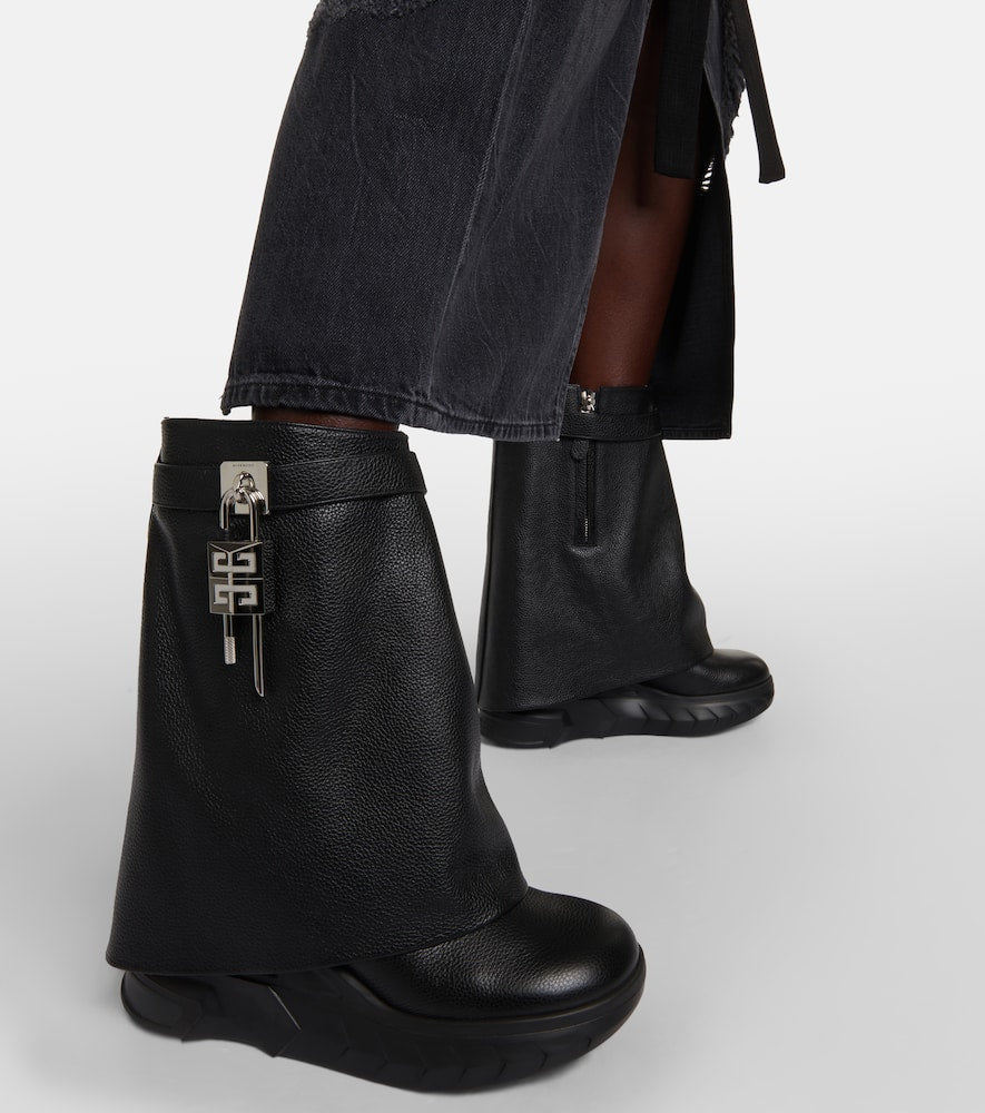 Givenchy Shark Lock Biker 85 leather ankle boots