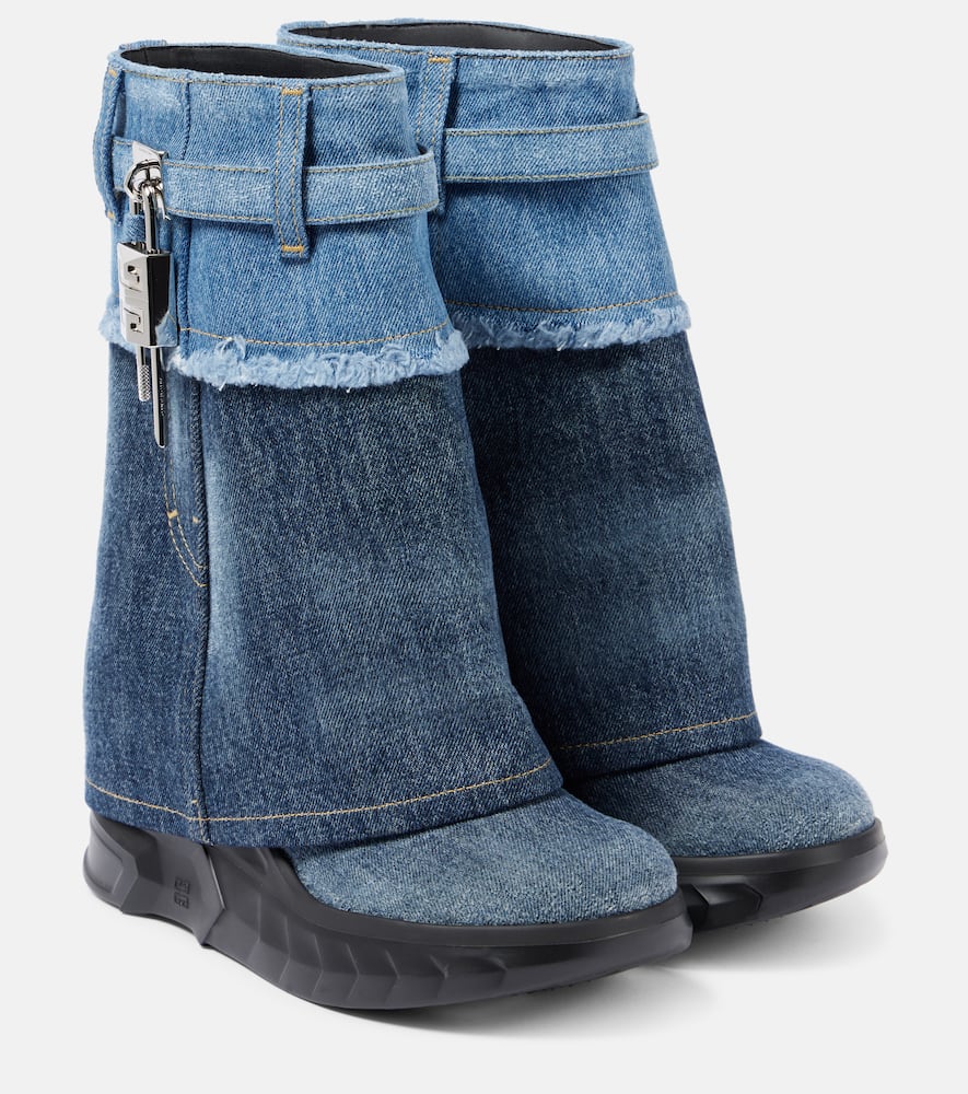 Givenchy Shark Lock Biker denim ankle boots