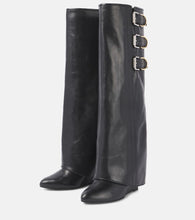 Givenchy Shark Lock Buckles 60 leather knee-high boots