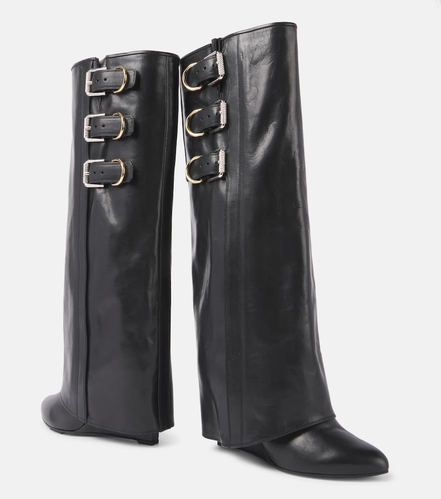 Givenchy Shark Lock Buckles 60 leather knee-high boots