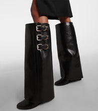 Givenchy Shark Lock Buckles 90 leather knee-high boots