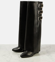 Givenchy Shark Lock Buckles 90 leather knee-high boots
