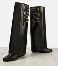 Givenchy Shark Lock Buckles 90 leather knee-high boots