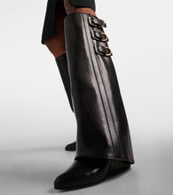 Givenchy Shark Lock Buckles 90 leather knee-high boots
