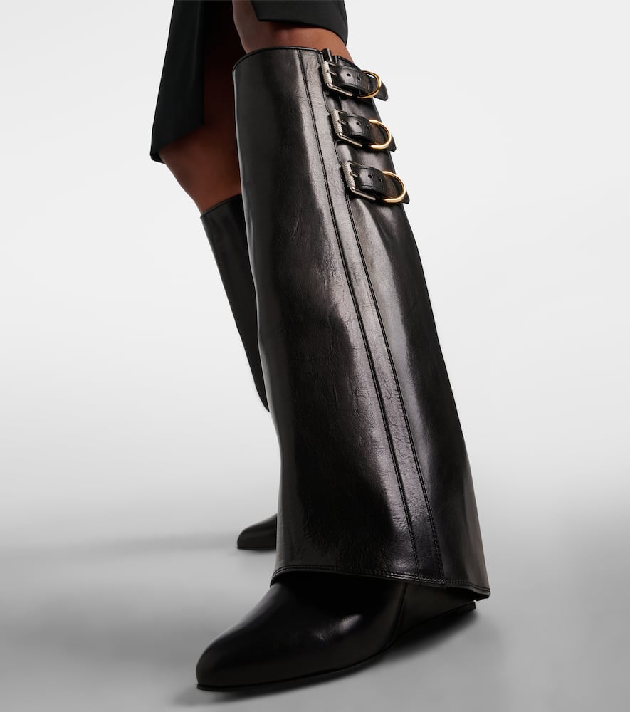 Givenchy Shark Lock Buckles 90 leather knee-high boots