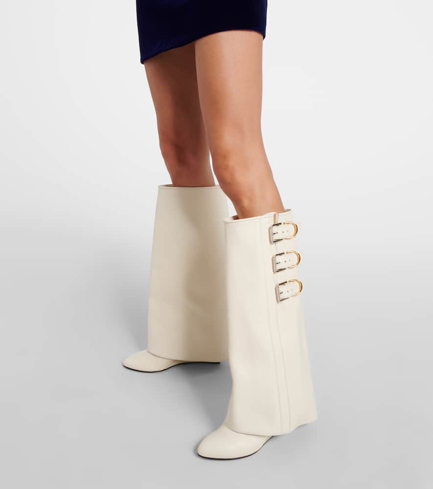 Givenchy Shark Lock Buckles leather knee-high boots