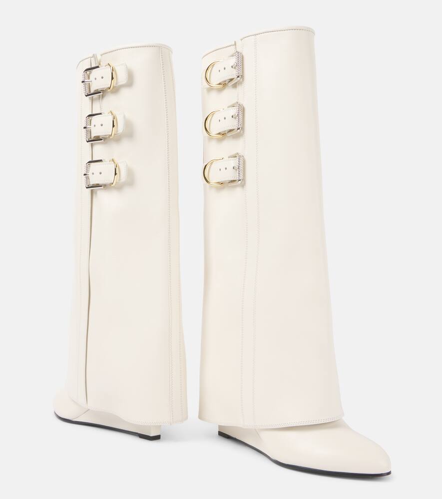Givenchy Shark Lock Buckles leather knee-high boots