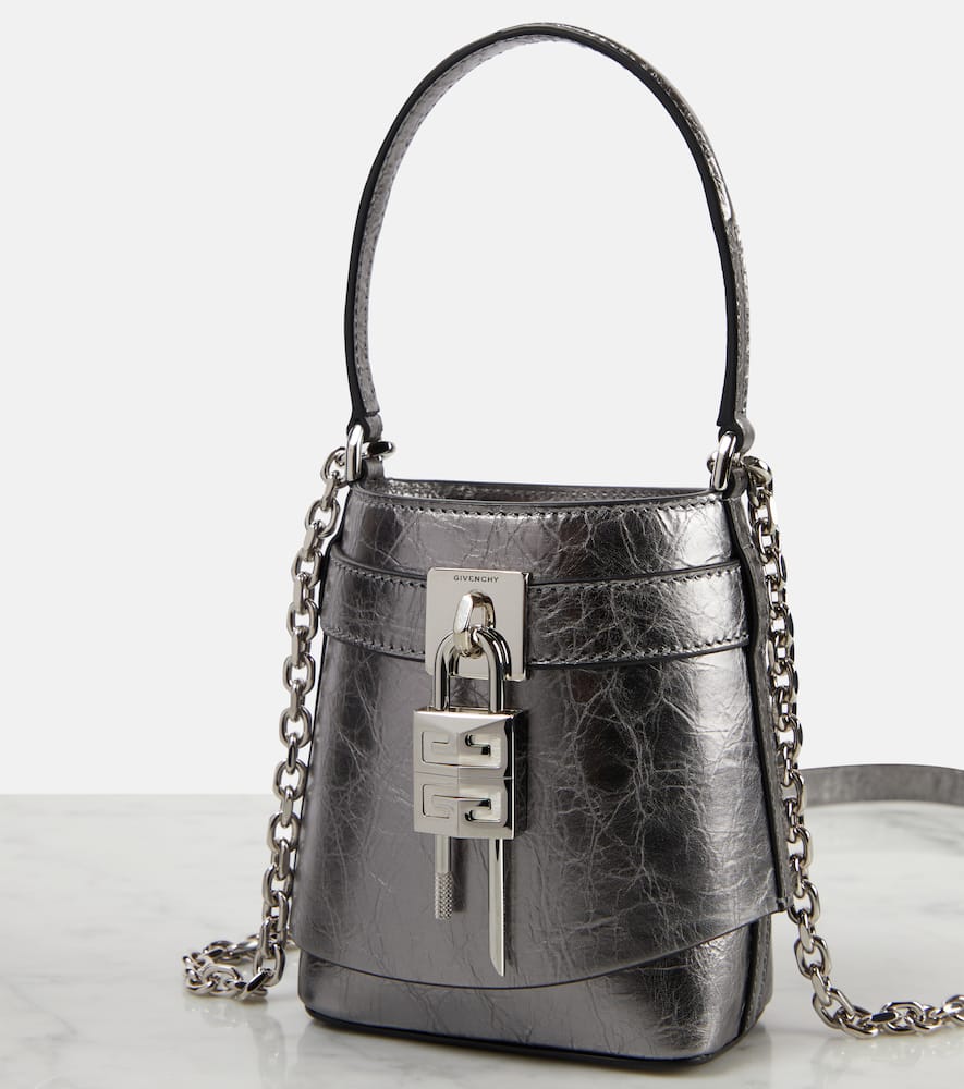 Givenchy Shark Lock Micro metallic leather bucket bag
