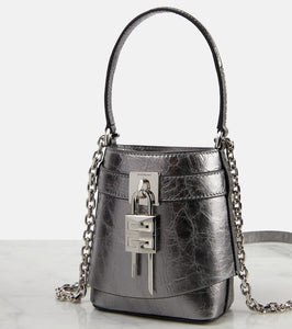 Givenchy Shark Lock Micro metallic leather bucket bag