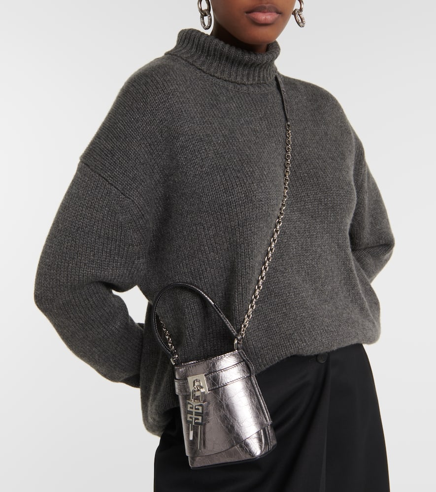Givenchy Shark Lock Micro metallic leather bucket bag