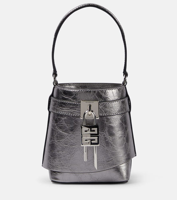 Givenchy Shark Lock Micro metallic leather bucket bag. Shop Givenchy Shoulder Bags for women now.