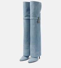 Givenchy Shark Lock Stiletto denim over-the-knee boots