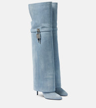 Givenchy Shark Lock Stiletto denim over-the-knee boots