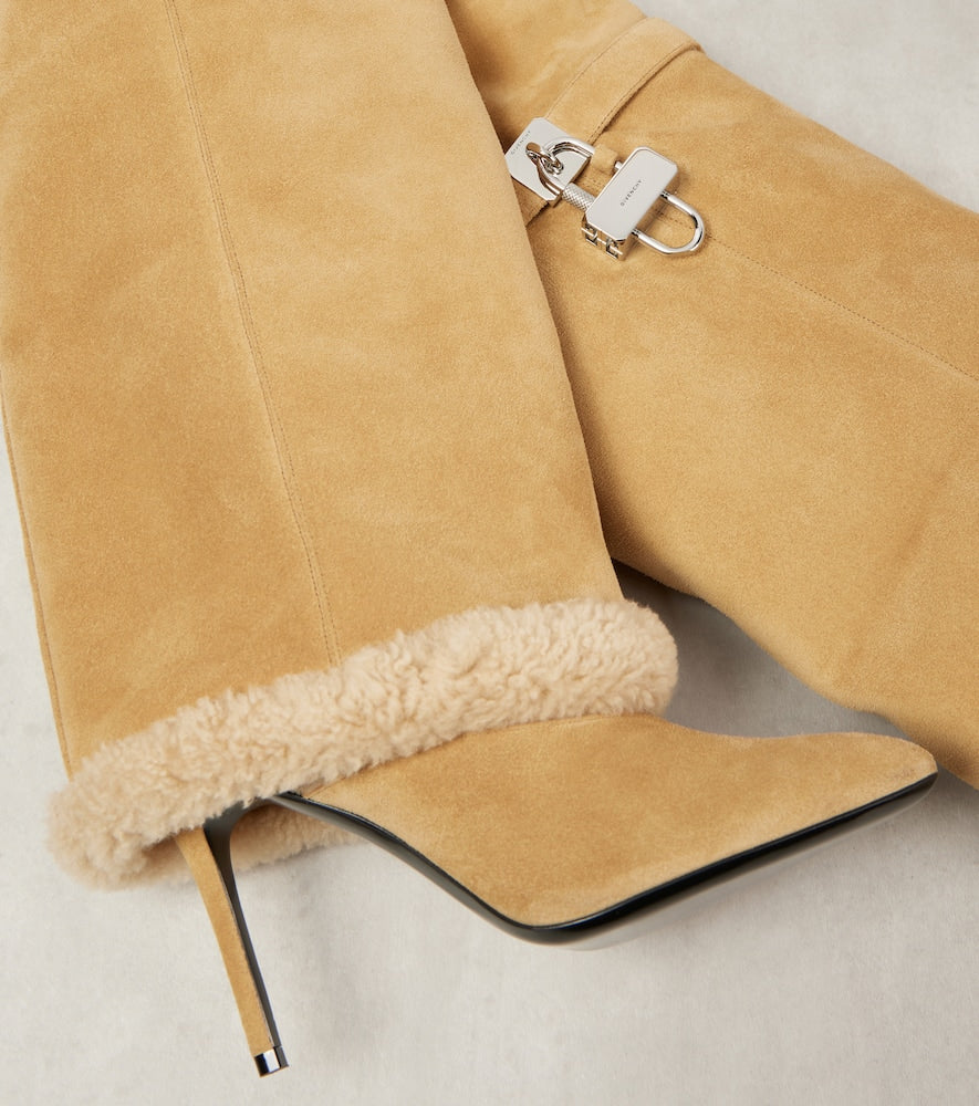 Givenchy Shark Lock Stiletto suede over-the-knee boots