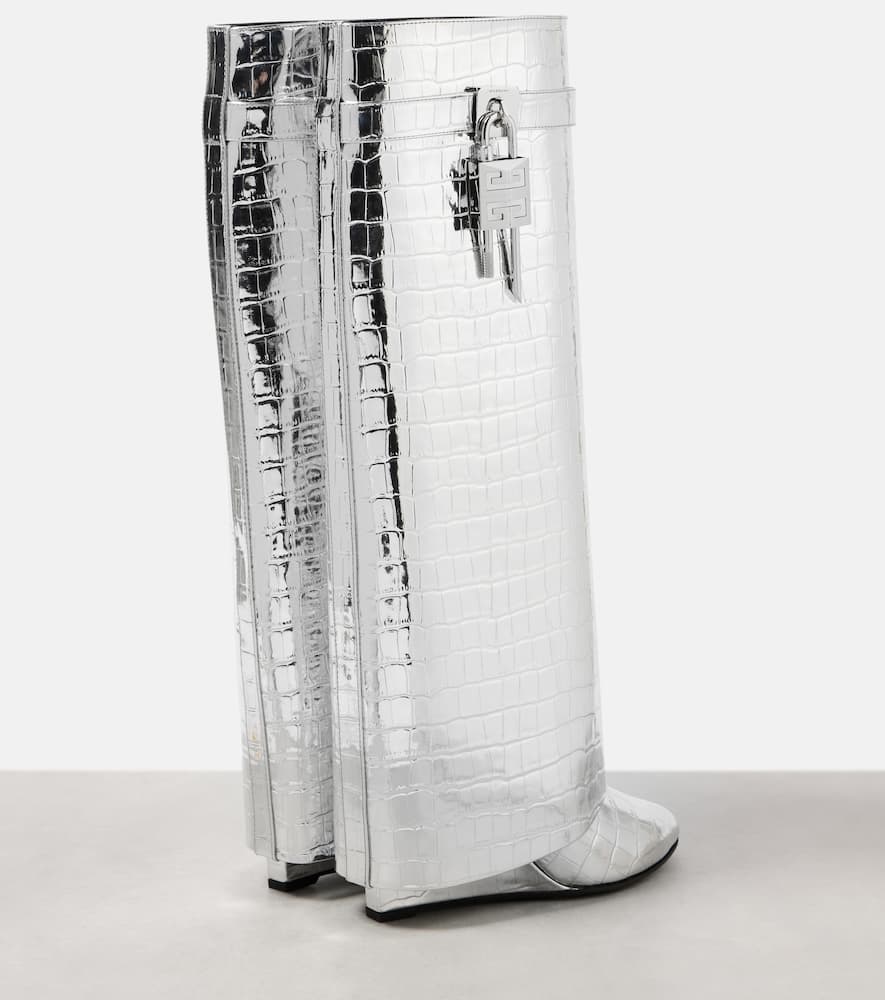 Givenchy Shark Lock croc-effect leather knee-high boots