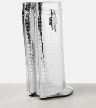 Givenchy Shark Lock croc-effect leather knee-high boots