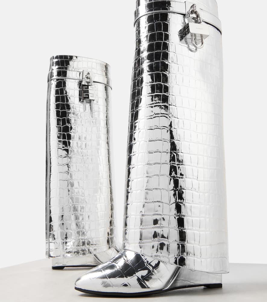 Givenchy Shark Lock croc-effect leather knee-high boots