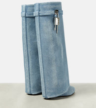 Givenchy Shark Lock denim knee-high boots