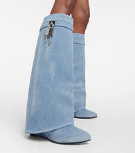 Givenchy Shark Lock denim knee-high boots