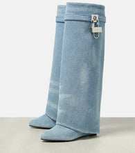 Givenchy Shark Lock denim knee-high boots