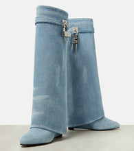 Givenchy Shark Lock denim knee-high boots