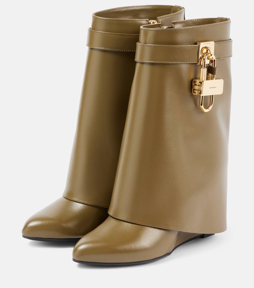 Givenchy Shark Lock leather wedge boots
