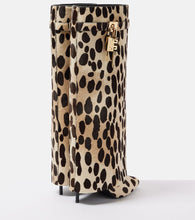 Givenchy Shark Lock leopard-print pony hair knee-high boots