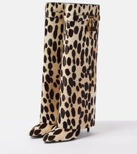 Givenchy Shark Lock leopard-print pony hair knee-high boots