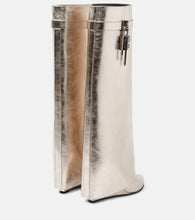 Givenchy Shark Lock metallic leather knee-high boots