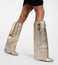 Givenchy Shark Lock metallic leather knee-high boots