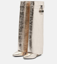 Givenchy Shark Lock metallic leather knee-high boots
