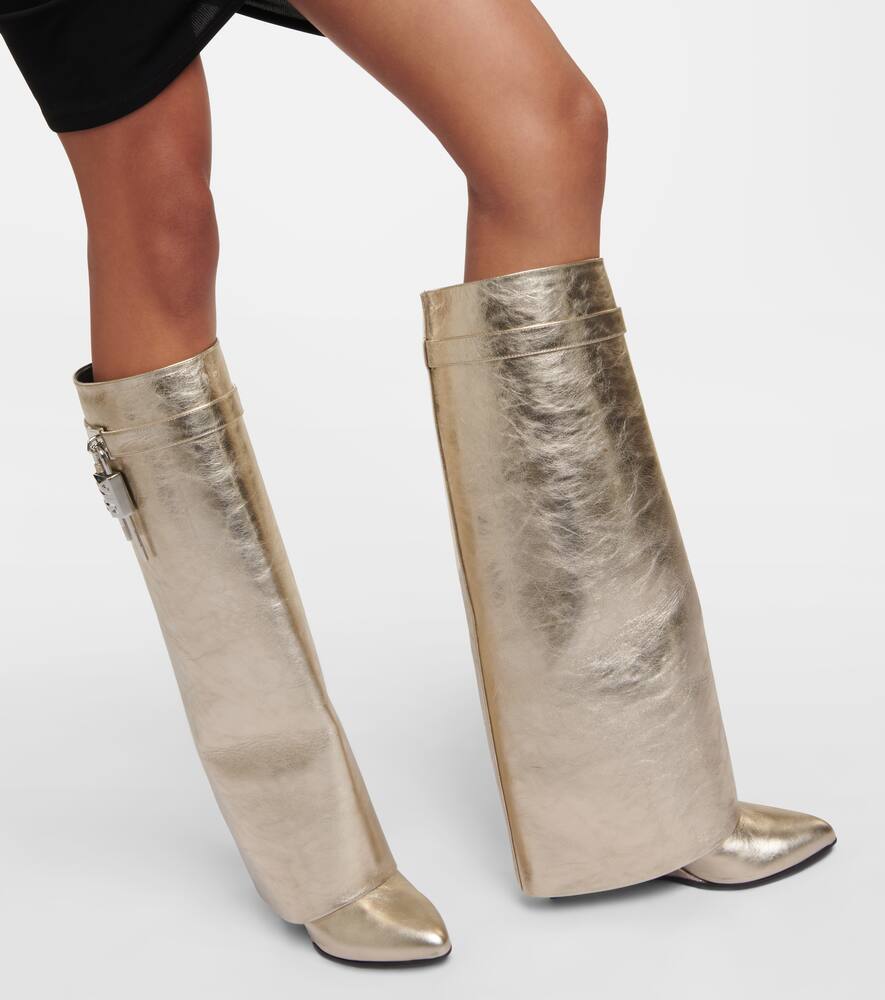 Givenchy Shark Lock metallic leather knee-high boots