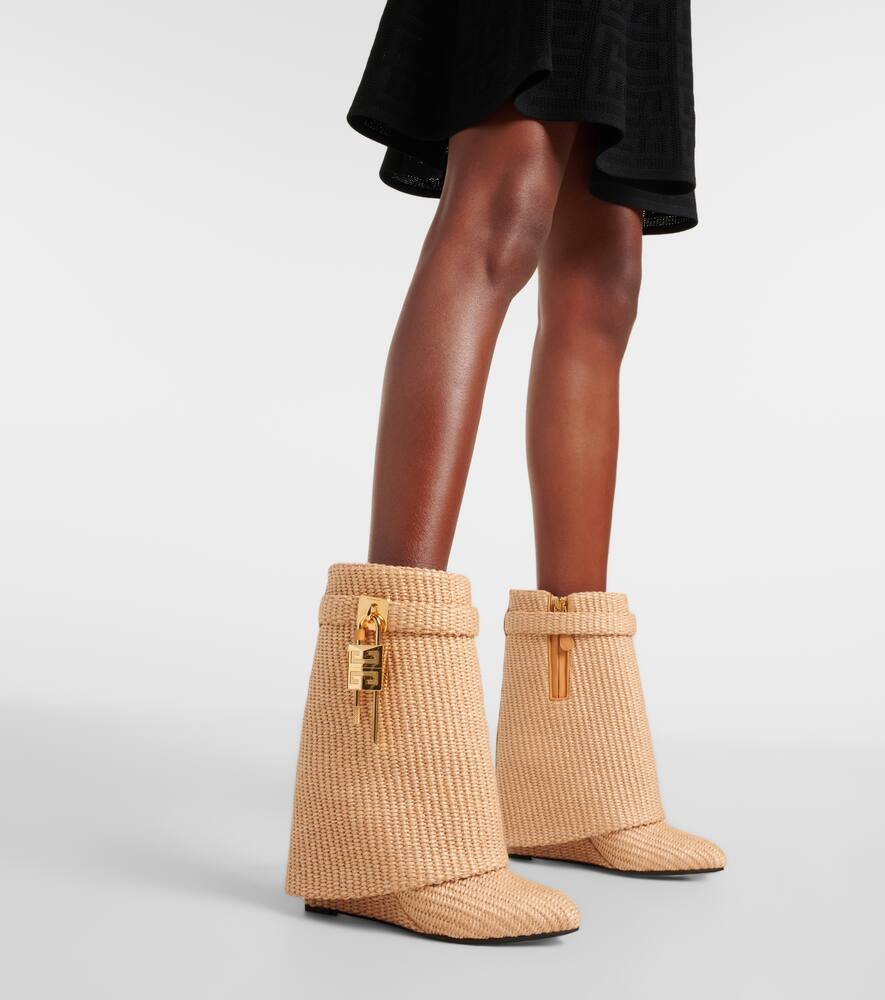 Givenchy Shark Lock raffia-effect ankle boots