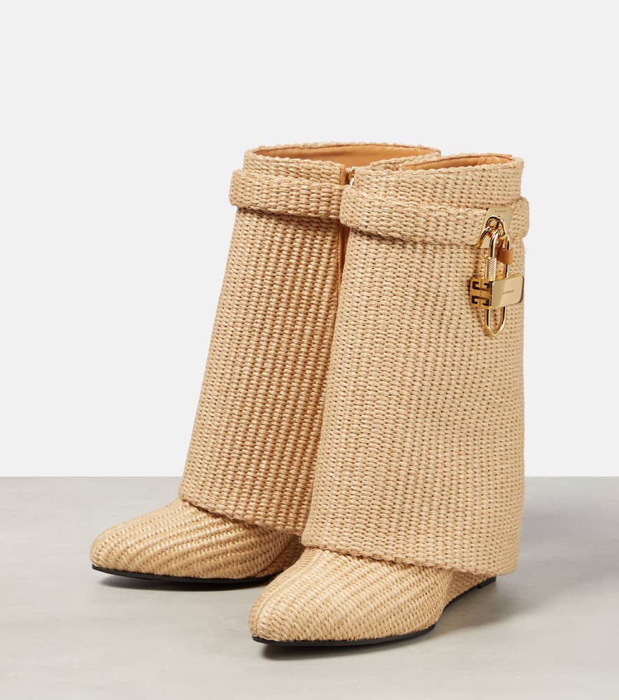 Givenchy Shark Lock raffia-effect ankle boots