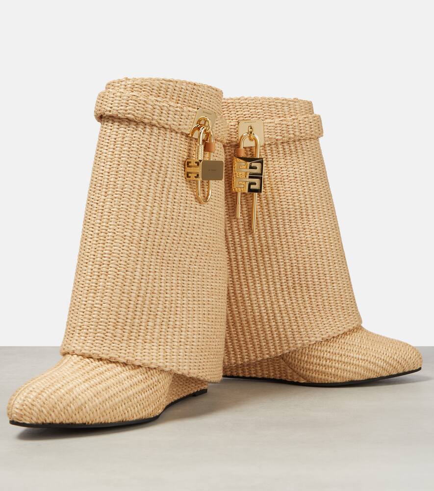 Givenchy Shark Lock raffia-effect ankle boots
