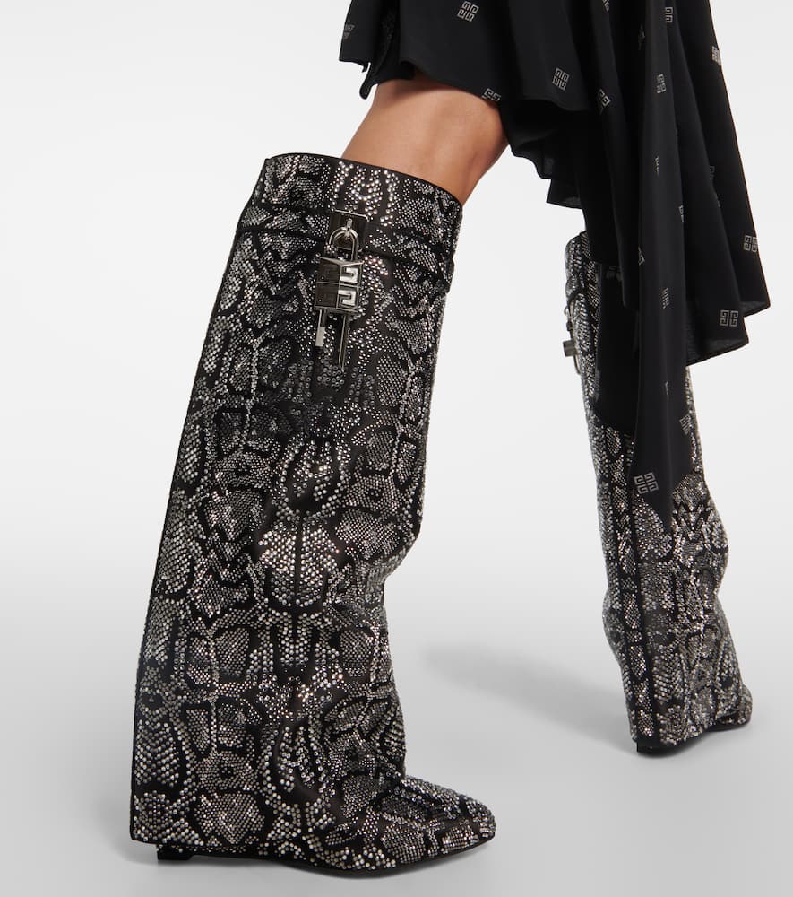 Givenchy Shark Lock snake-effect knee-high boots