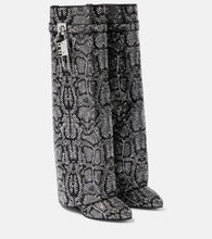 Givenchy Shark Lock snake-effect knee-high boots
