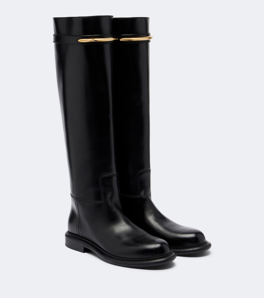 Givenchy Pinch embellished  leather knee-high boots in Black - Flat Boots
