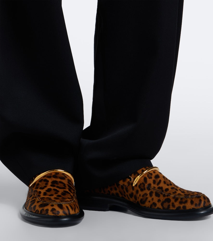 Brown Givenchy Pinch leopard-print calf hair loafers - Loafers