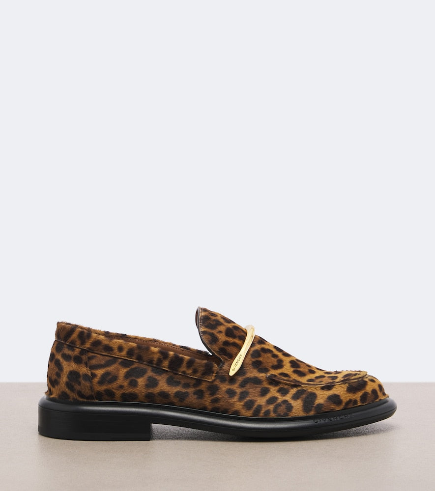 Brown Givenchy Pinch leopard-print calf hair loafers - Loafers
