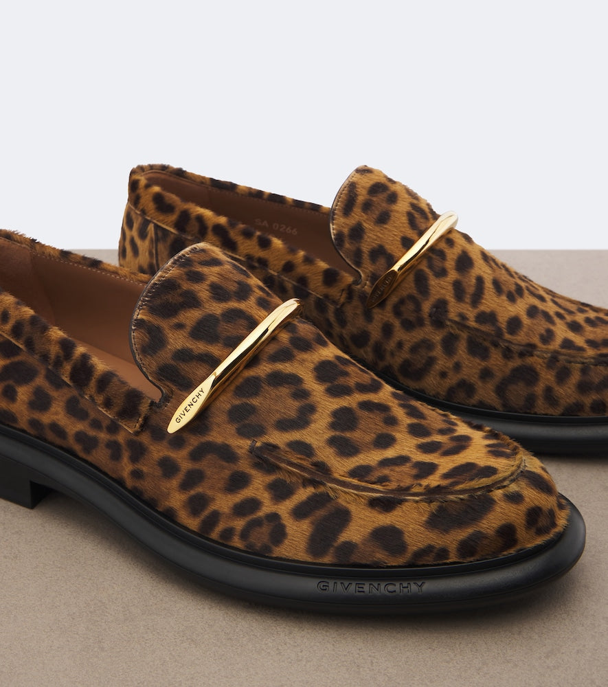 Brown Givenchy Pinch leopard-print calf hair loafers - Loafers