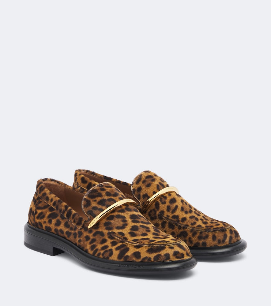 Brown Givenchy Pinch leopard-print calf hair loafers - Loafers