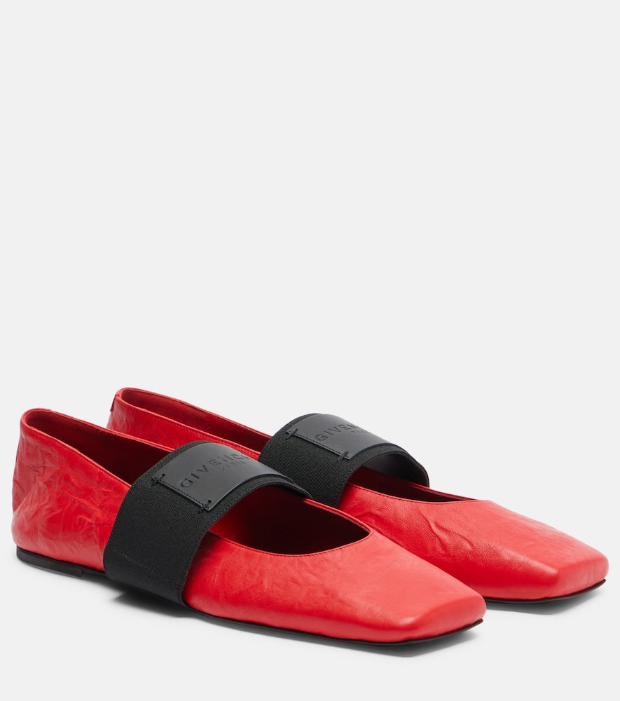 Givenchy Sliced Square leather ballet flats (Red) - Ballerina Flats